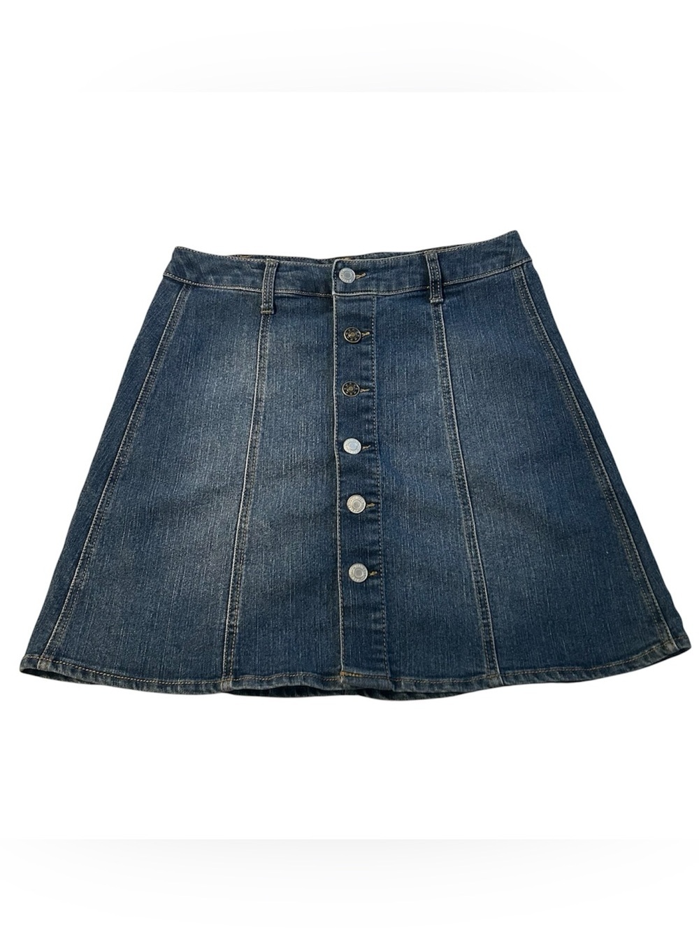Mossimo Supply Co Classic Medium Dark Blue Denim Button-Front Skirt A-LineSz 6